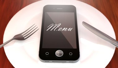 메뉴 텍스트와 휴대 전화