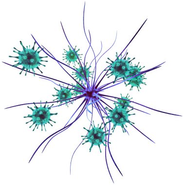 Viruses attacking nerve cells clipart