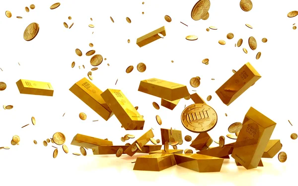 Fallende Goldmünzen — Stockfoto