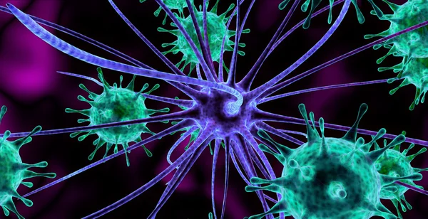 Viruses attacking nerve cells — Stock Photo, Image