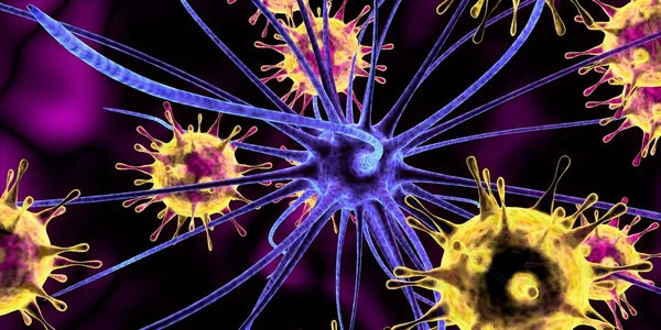 Вирусы атакуют нервные клетки — стоковое фото