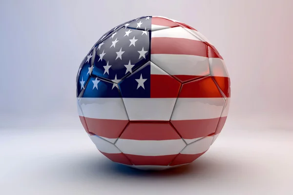 Balón de fútbol con bandera de nord america . —  Fotos de Stock