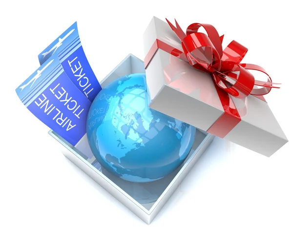 Gift box with planet earth inside — Stock Photo, Image