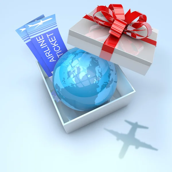 Gift box with planet earth inside — Stock Photo, Image