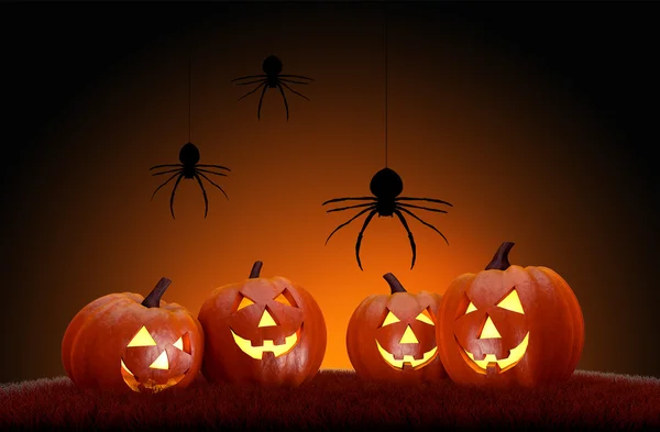 Zucche e ragni di Halloween — Foto Stock
