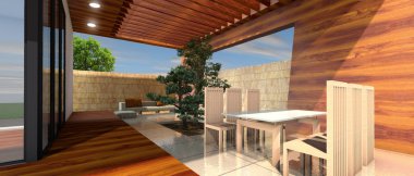 modern ev, özgün tasarım 3D render