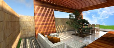 modern ev, özgün tasarım 3D render