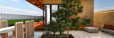 modern ev, özgün tasarım 3D render