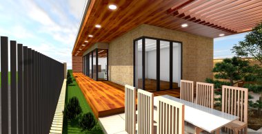 modern ev, özgün tasarım 3D render