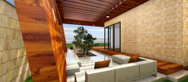 modern ev, özgün tasarım 3D render