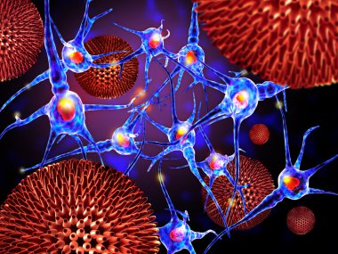 Detailed 3d illustration of Viruses and neuron cells. clipart