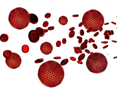 Detaylı illüstrasyon virüs, bakteri hücreleri bulaşmasını insan kanı.