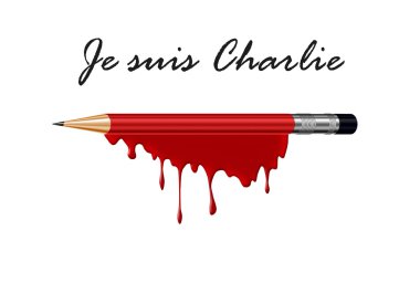 Pencil in blood with I am Charlie (french) text a clipart