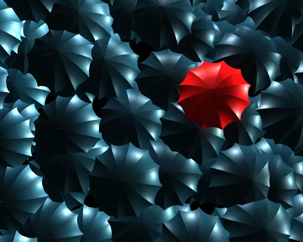 Standing out from the crowd concept with umbrellas — Stock Photo, Image