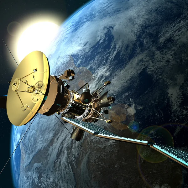Satellite in orbita intorno alla terra — Foto Stock