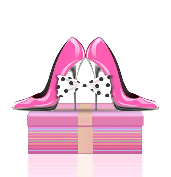 Zapatos de tacón alto con lazo, símbolo día de las madres, día de la mujer, día de San Valentín — Foto de Stock