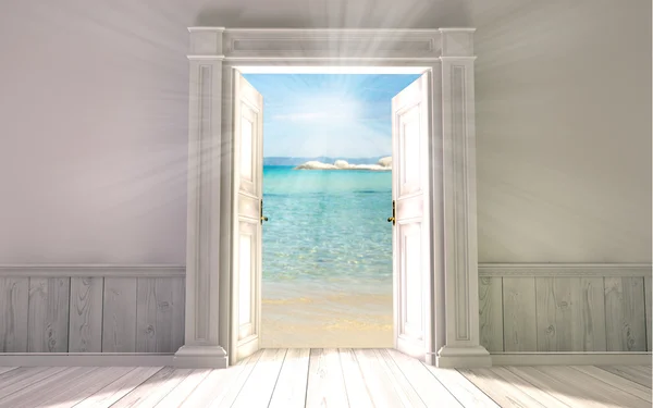 3d rendering the empty room with opened door — Stock Photo, Image