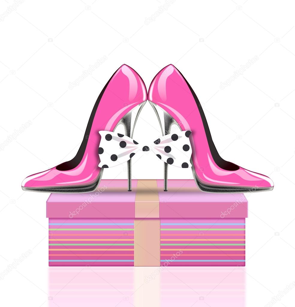 High heel shoes with bow, symbol mothers day, woman's day, valentines day