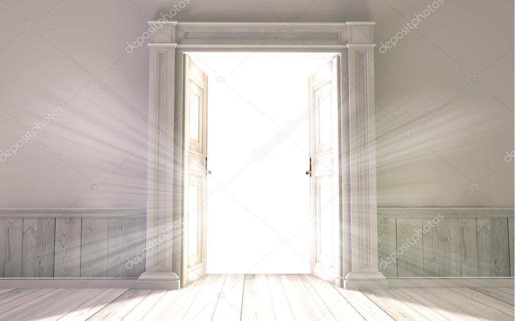 3d rendering the empty room with opened door