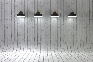 boş tuğla duvar lambaları yukarıda tarafından aydınlatılan metin için yer ile