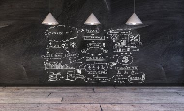 Duvardaki çizim iş kavramı