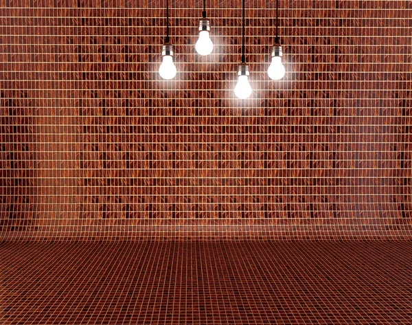 Pared en blanco con lugar para texto iluminado por las lámparas de arriba, 3d render —  Fotos de Stock