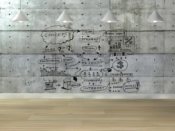 Desenho conceito de negócio na parede — Fotografia de Stock
