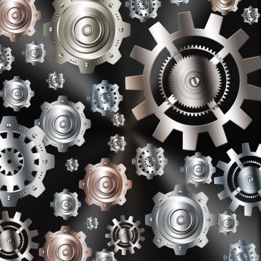 Abstract background metallic chrome silver with gears clipart