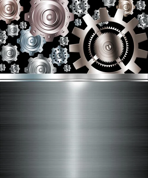 抽象背景金属铬银与齿轮 — 图库照片
