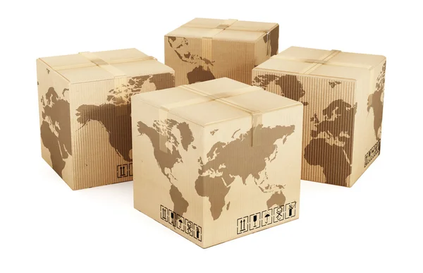 Mapa de la Tierra en caja de cartón —  Fotos de Stock