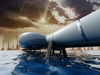 Şehre giden deniz geçen petrol boru hattı
