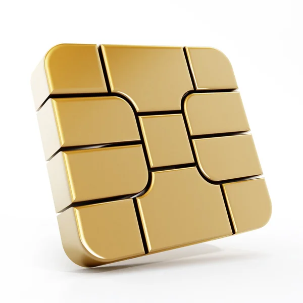 Gold sim kort chip isolerad på vit bakgrund — Stockfoto
