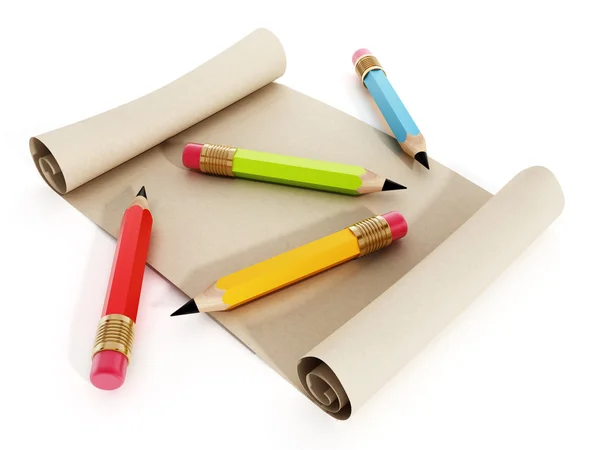 Multi barevné tužky na papírové — Stock fotografie