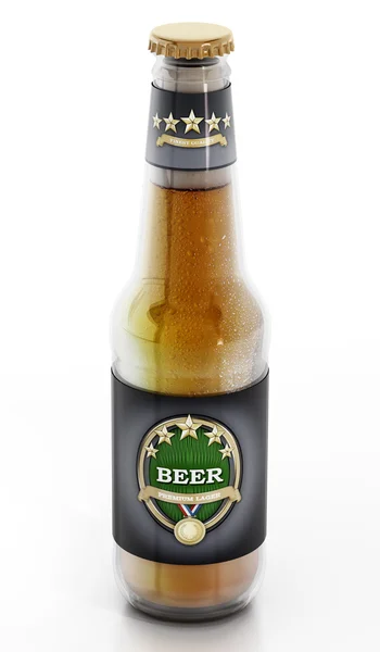 Ølflaske isolert på hvit bakgrunn – stockfoto