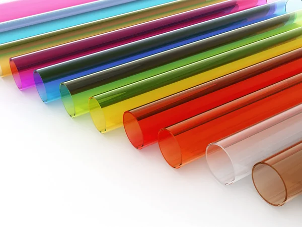 Wielu kolorowych probówki akrylowe — Zdjęcie stockowe