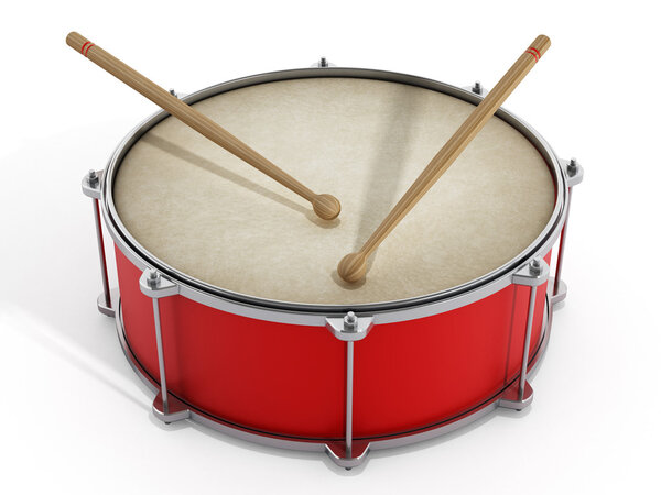 Tambor rojo con palo — Foto de Stock