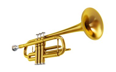 Beyaz arka plan üzerinde izole pirinç trombon