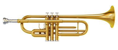 Beyaz arka plan üzerinde izole pirinç trombon