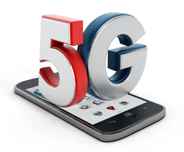 5G текст на смартфоне — стоковое фото