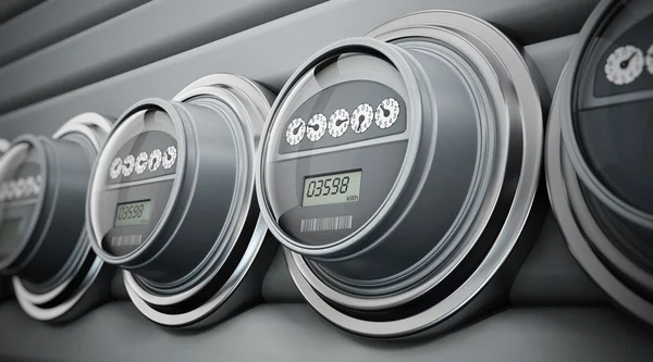 Electric meters in a row — Stock Photo, Image