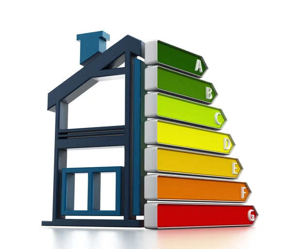 Energy efficiency chart with half illustration of a house — Stock Photo, Image