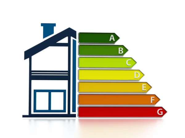 Gráfico de eficiência energética com meia ilustração de uma casa — Fotografia de Stock