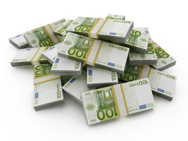 Beyaz arka plan üzerinde izole euro yığını
