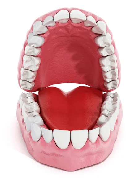 Künstliche Zähne und Lungenmodell. 3D-Illustration. — Stockfoto