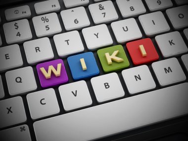 Wiki metin klavye anahtar taşı. 3D çizim