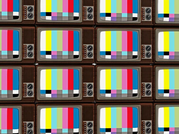 Gamla analoga TV-stack. 3D illustration — Stockfoto