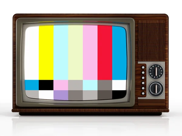 Stary telewizor analogowy z ekranu testu. ilustracja 3D — Zdjęcie stockowe