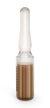 Beyaz arka plan üzerinde izole aşı şişesi. 3D çizim