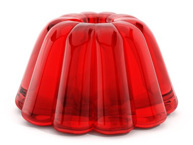 Red jelly isolated on white background. 3D illustration clipart