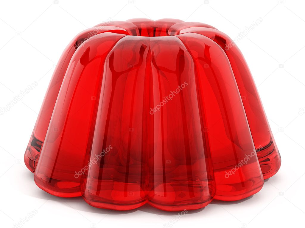 Red jelly isolated on white background. 3D illustration